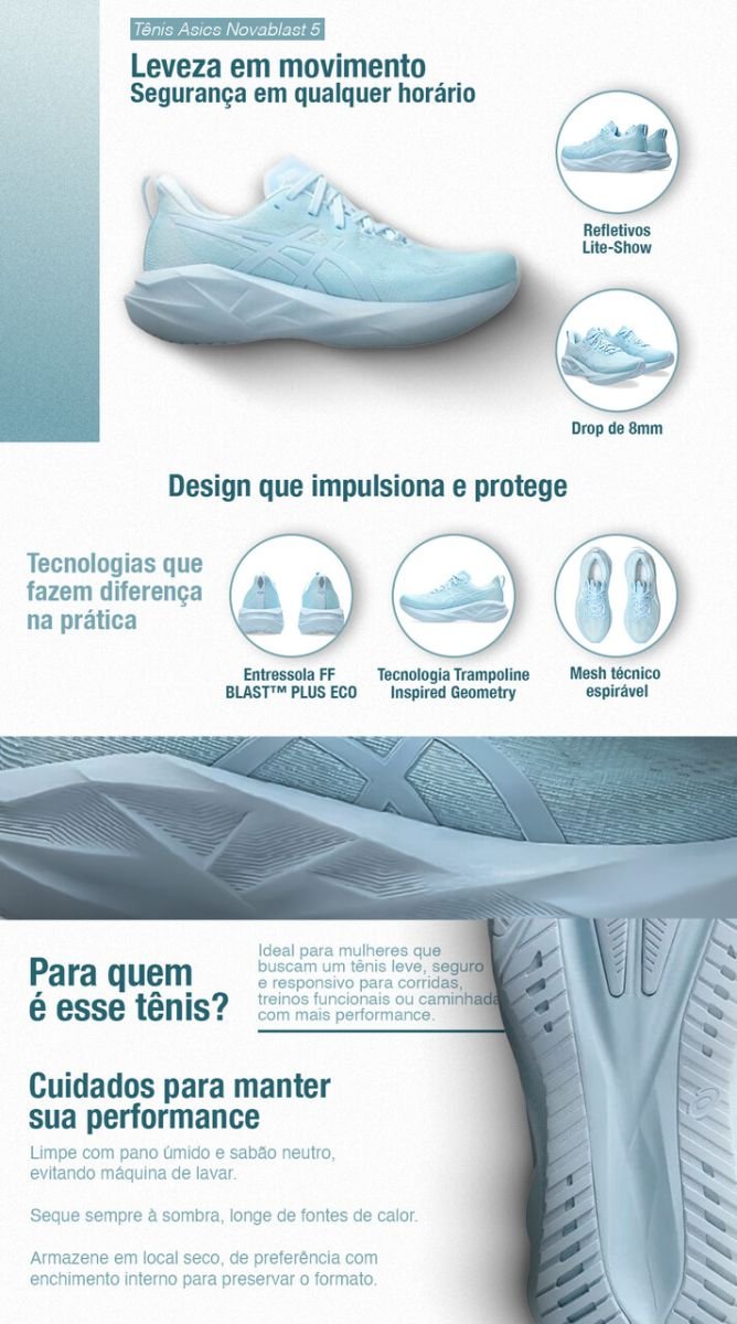 Tênis Asics Novablast 5 Lite Show Feminino 1012B818-400 - Ativa